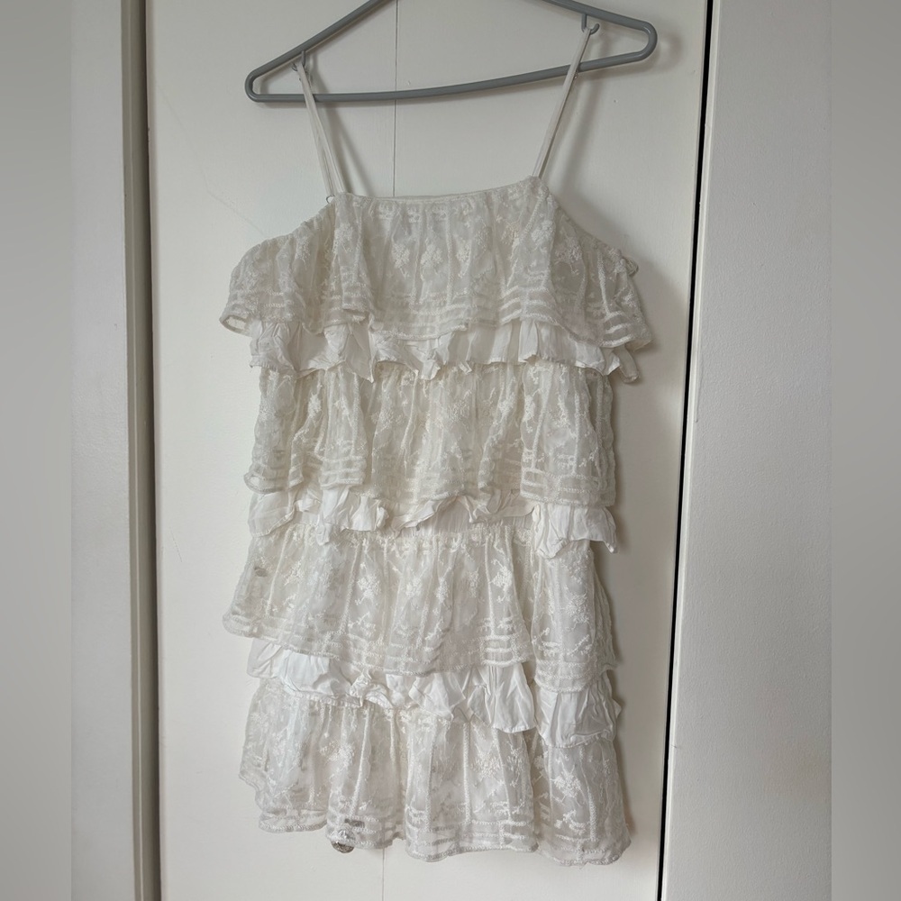 🎉4/30$🎉 Zara White Lace Ruffle Blouse – Size XS ✨